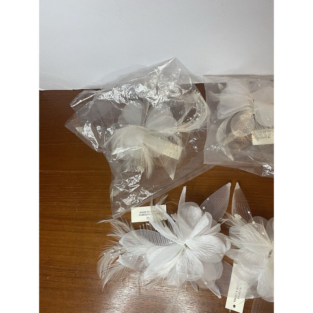 Hair Fascinators Hair Accessory LOT Wedding Flower Comb Feathers New White Ivory - Picture 5 of 8